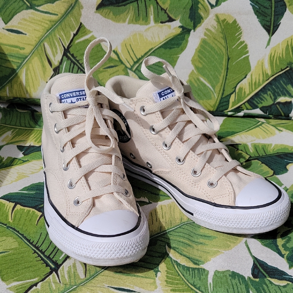 Converse Cream Mid Top Sneakers